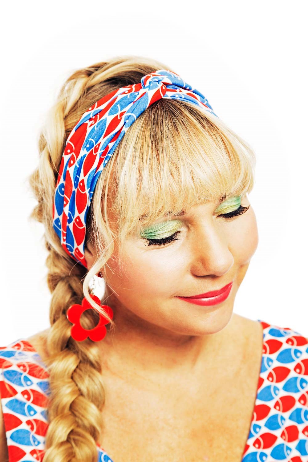 Hedda hairband Mört Blå/röd