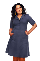 Monica dress Jeans 70s shirt dress - denim blue