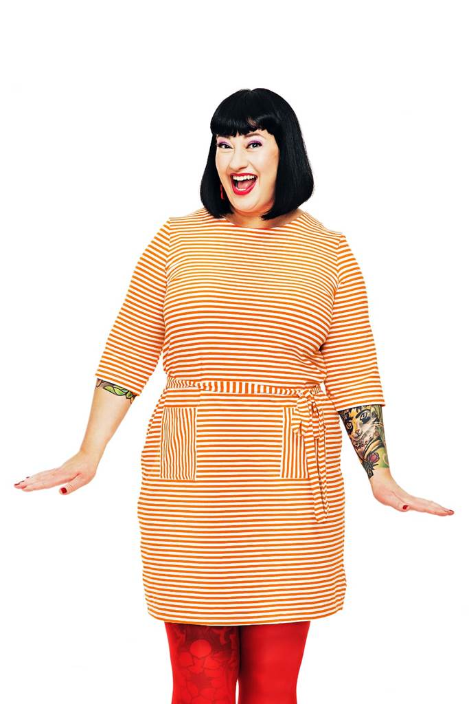 Doris klänning Randig Orange