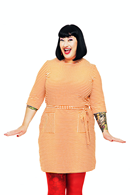 Doris klänning Randig Orange