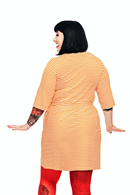 Doris klänning Randig Orange