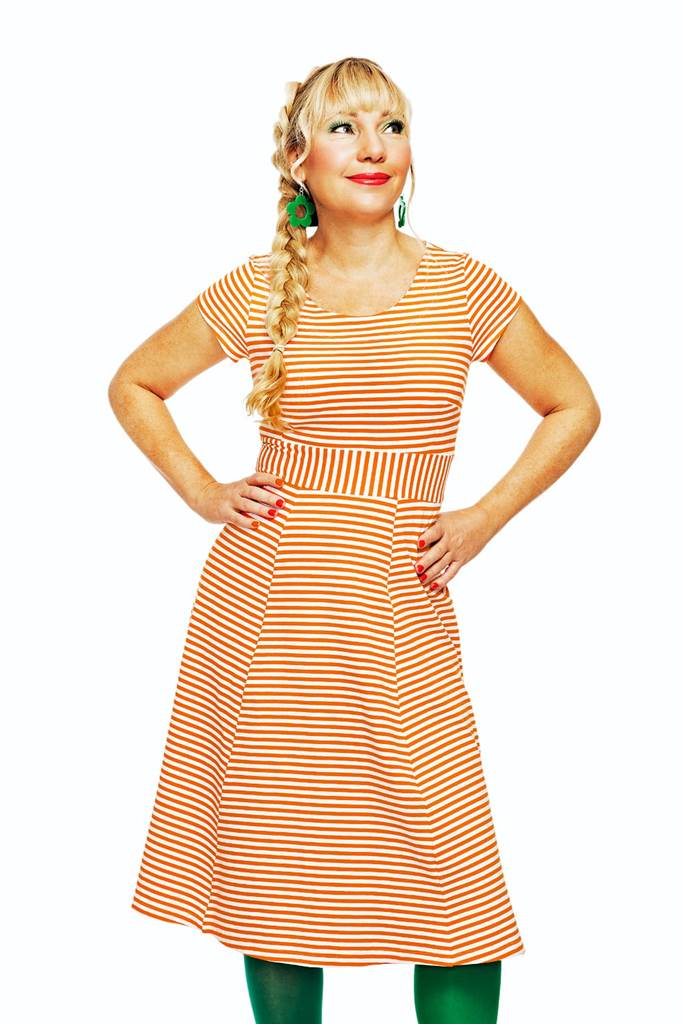 Hilda klänning Randig Orange