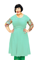 Hilda dress green stripes