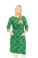 Doris klänning Retroblom Grön - mönstrad blommig