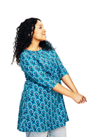 Anita tunic miniblom blå - organic cotton jersey