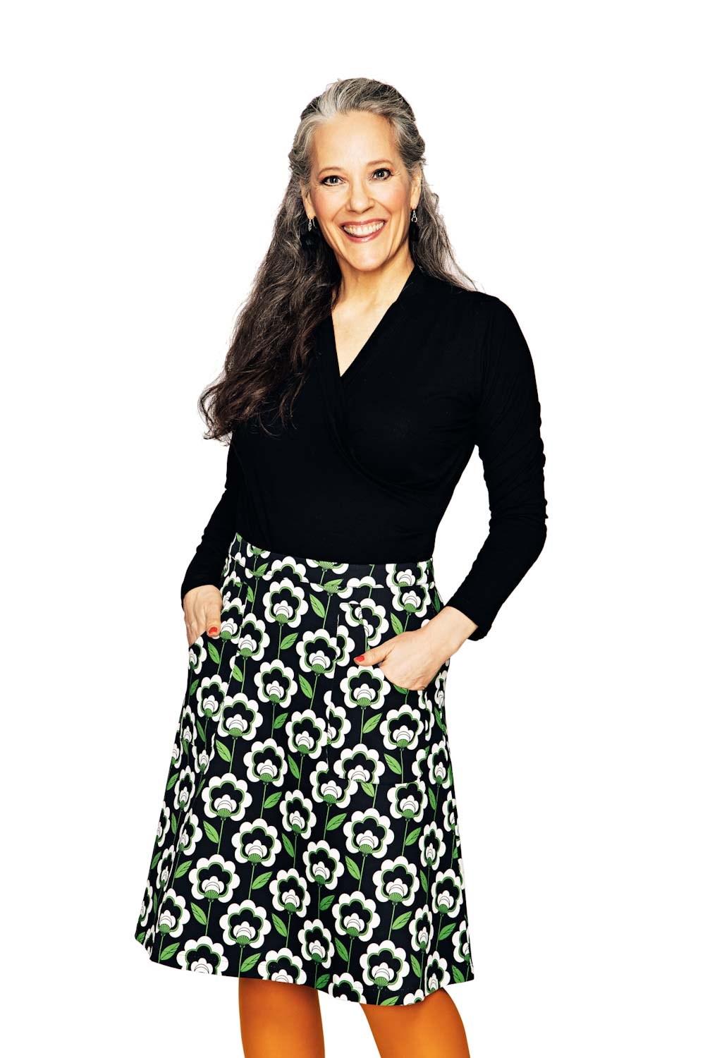 Sonja skirt Retroblom svart