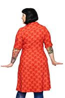 Monica dress miniblom röd- Red jersey dress