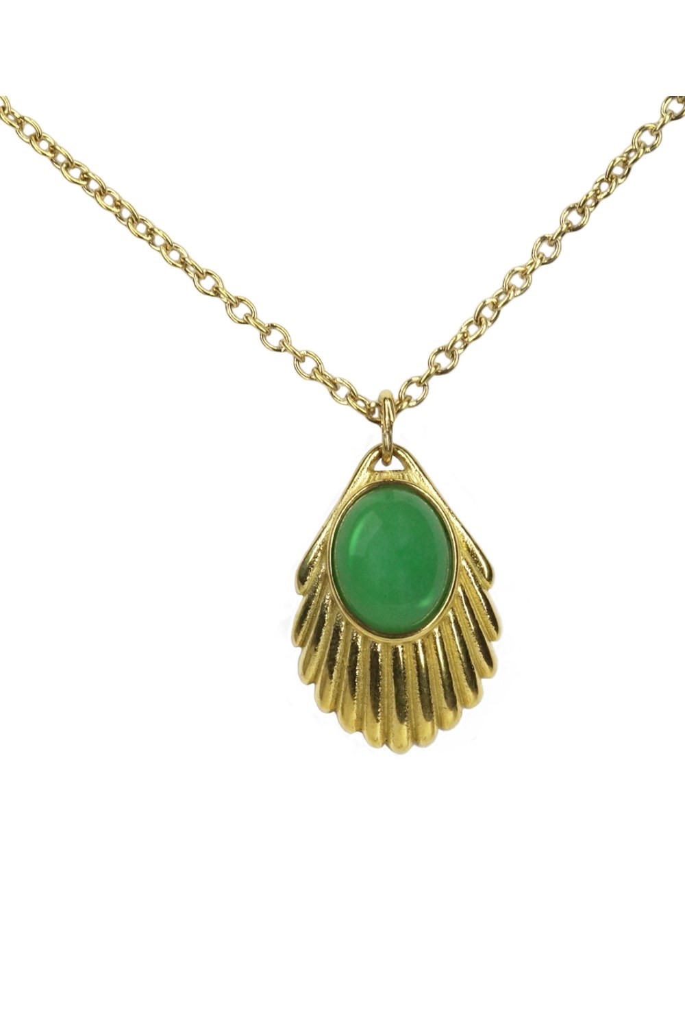 Necklace Venus emerald - shell shaped pendant
