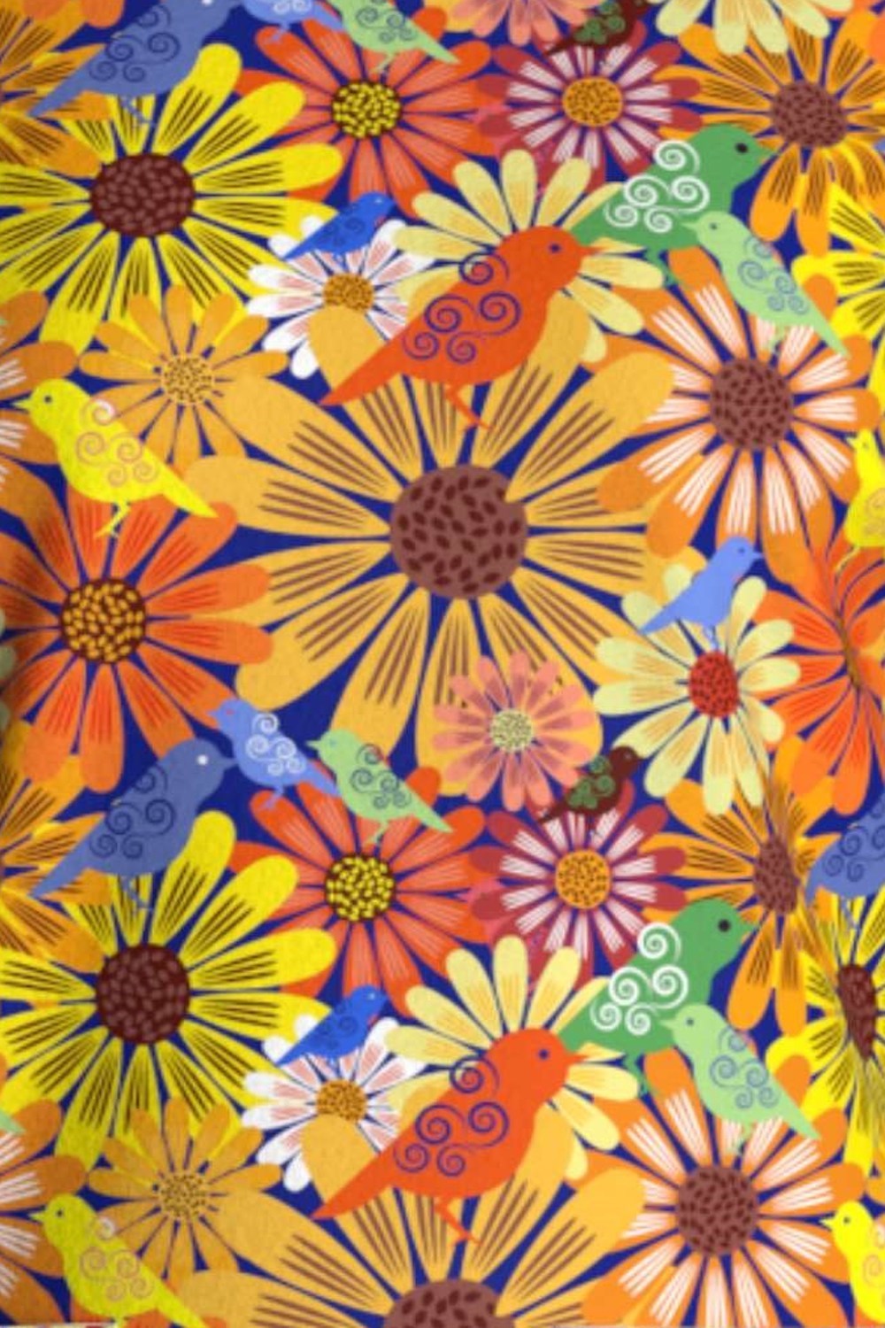 Organic jersey fabric Fågeltivoli Senap