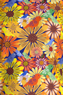 Ekologiskt trikåtyg Fågeltivoli Senap