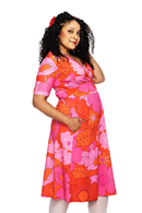 Vivi dress 1960 rosa - Pink flower print dress