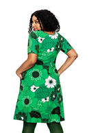Magda dress 1960 grön - Green retro flower print dress