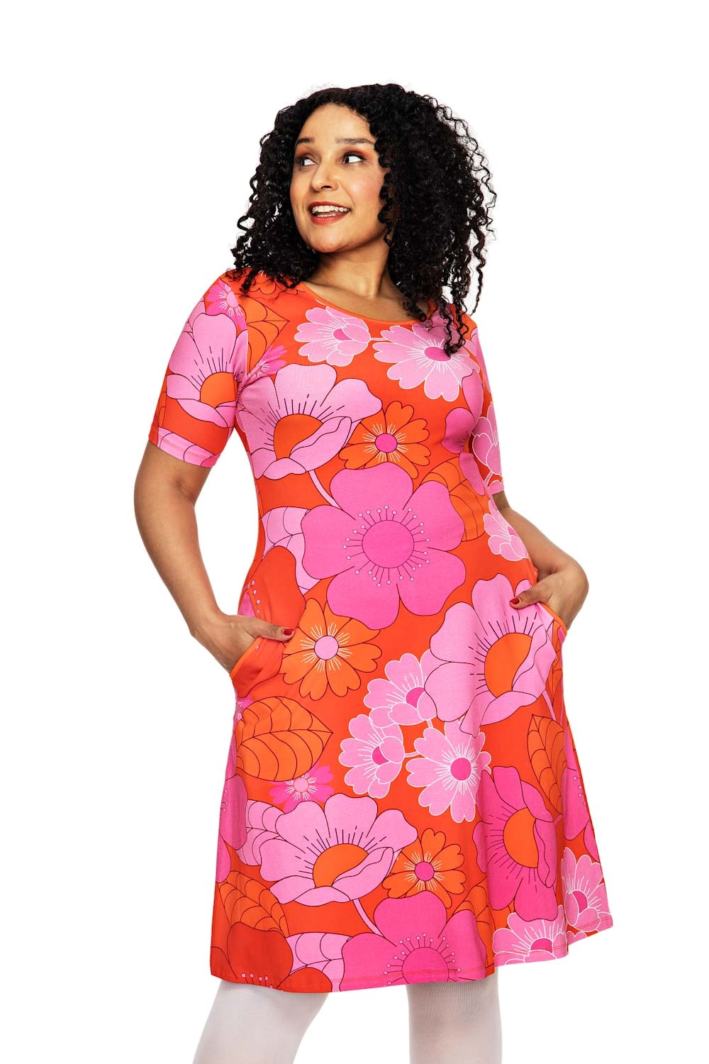 Magda 1960 Rosa - Pink organic cotton jersey dress