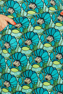 Majken skirt Kronblad turkos - Teal floral print skirt in organic cotton jersey