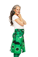 Majken skirt 1960 grön - Green floral print skirt in organic cotton jersey