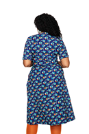 Vivi dress Midsommardans blå - Blue flower print jersey dress