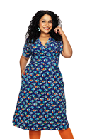Vivi dress Midsommardans blå - Blue flower print jersey dress