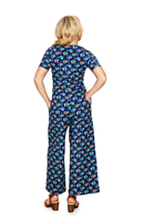 Britta jumpsuit Midsommardans blå - Blue organic cotton jersey jumpsuit