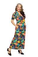 Britta byxdress Trädgård Rosa - mönstrad