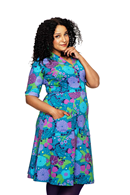 Monica dress trädgård lila - Purple floral print shirtdress