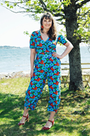 Britta jumpsuit Humlesurr Blå - Blue printed jumpsuit