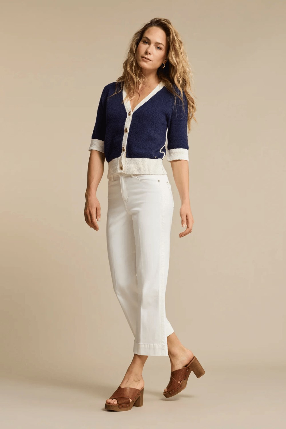 Conny Fancy Stitching jeans Off White