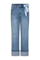 Kim High Hem jeans & scarf stoneused