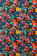 Organic cotton fabric rödvinge - Red and blue flower print