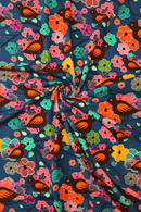 Organic cotton fabric rödvinge - Red and blue flower print