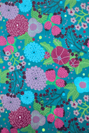 Organic jersey fabric Trädgård Lila - Purple flower print