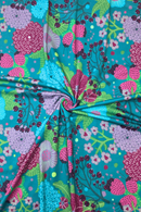 Organic jersey fabric Trädgård Lila - Purple flower print