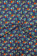 Organic fabric in Midsommardans Blå - Blue flower print