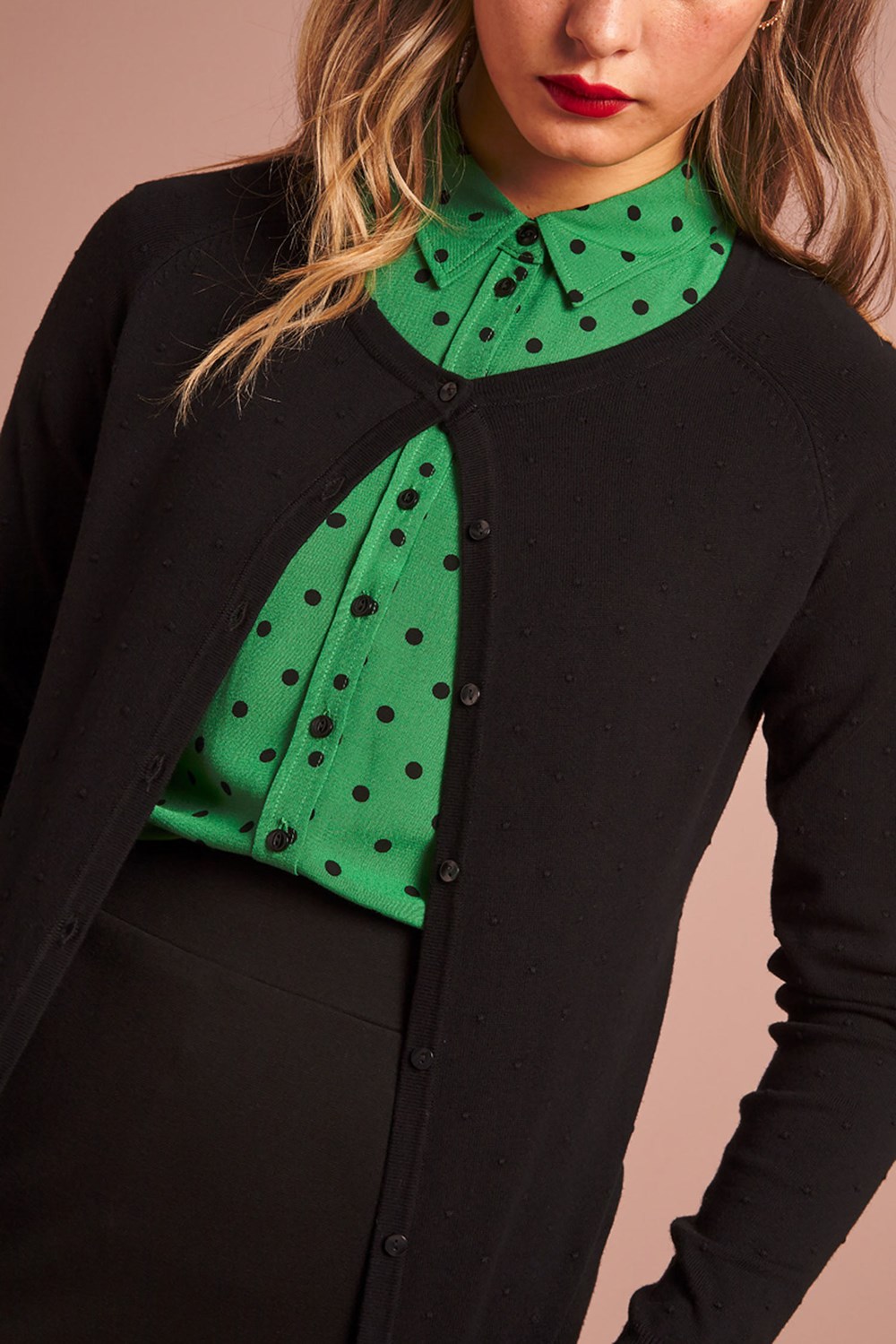 Roundneck cardigan Raglan Droplet Black