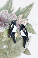 Earrings birds hook Magpie