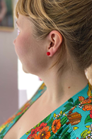 Earrings resin plops red