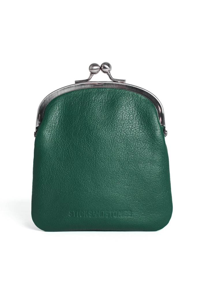Delphi purse - buff washed Pine green