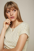 Boatneck top Heart Ajour Cream