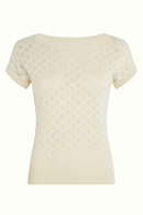 Boatneck topp Heart Ajour Cream
