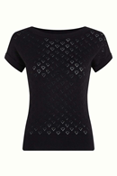 Boatneck top Heart Ajour Black