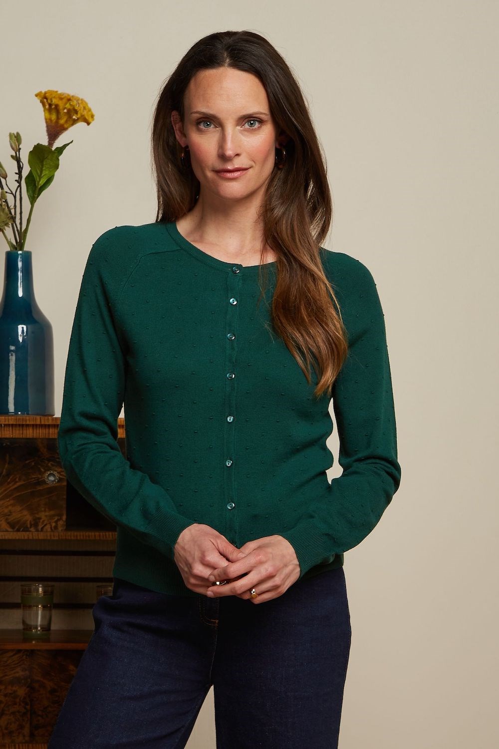 Droplet cardigan Pine Green