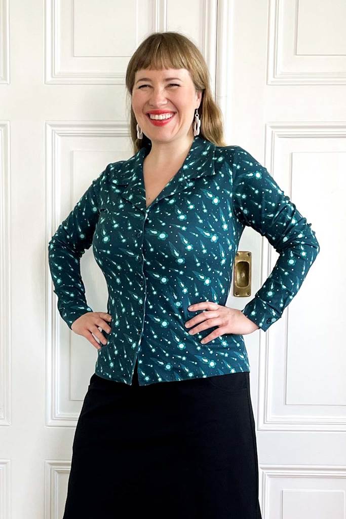 Matilda blouse UNIKA Blomkomet turkos