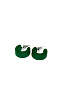 Earrings resin 60s style dark green