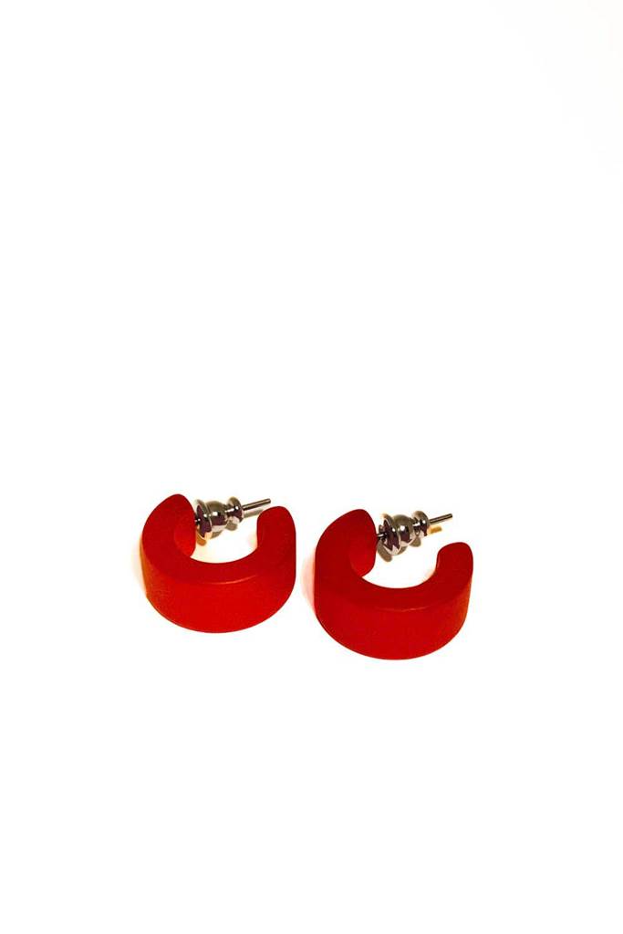 Earrings resin 60s style red