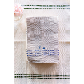 Tea Towel, Daladräll, unbleached-blue, embroidery DISK