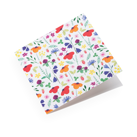 Carte double, papier coton, Wildflowers and Strawberries