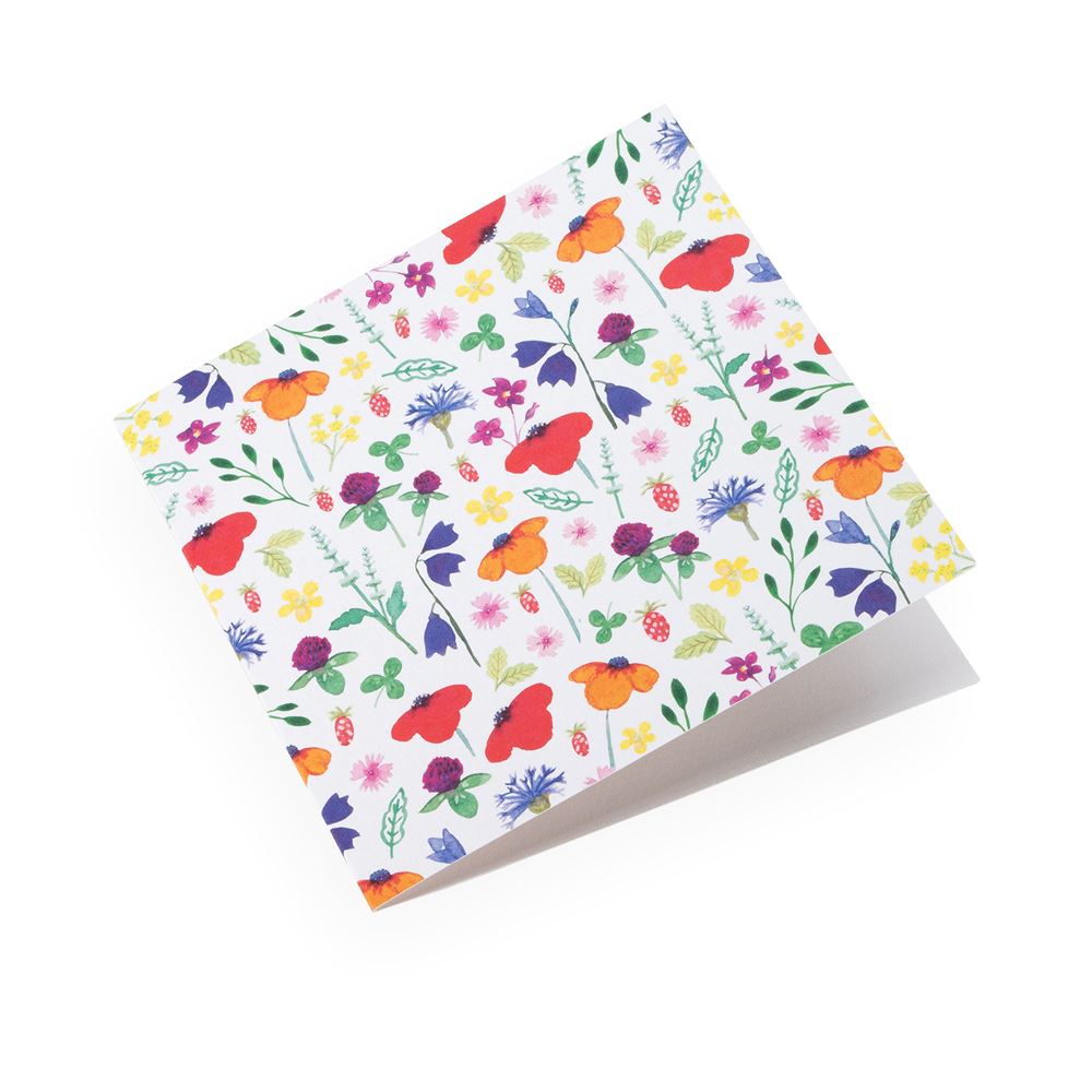 Folded card, Wildflowers and Strawberries