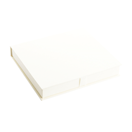 VÄVKLÄDD BOX FÖR FOTOALBUM MED SIDENBAND, BENVIT