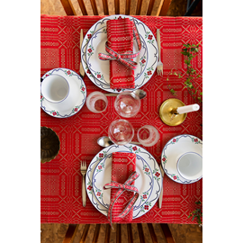 Table Cloth, Norrlandskrus, red full & full blue