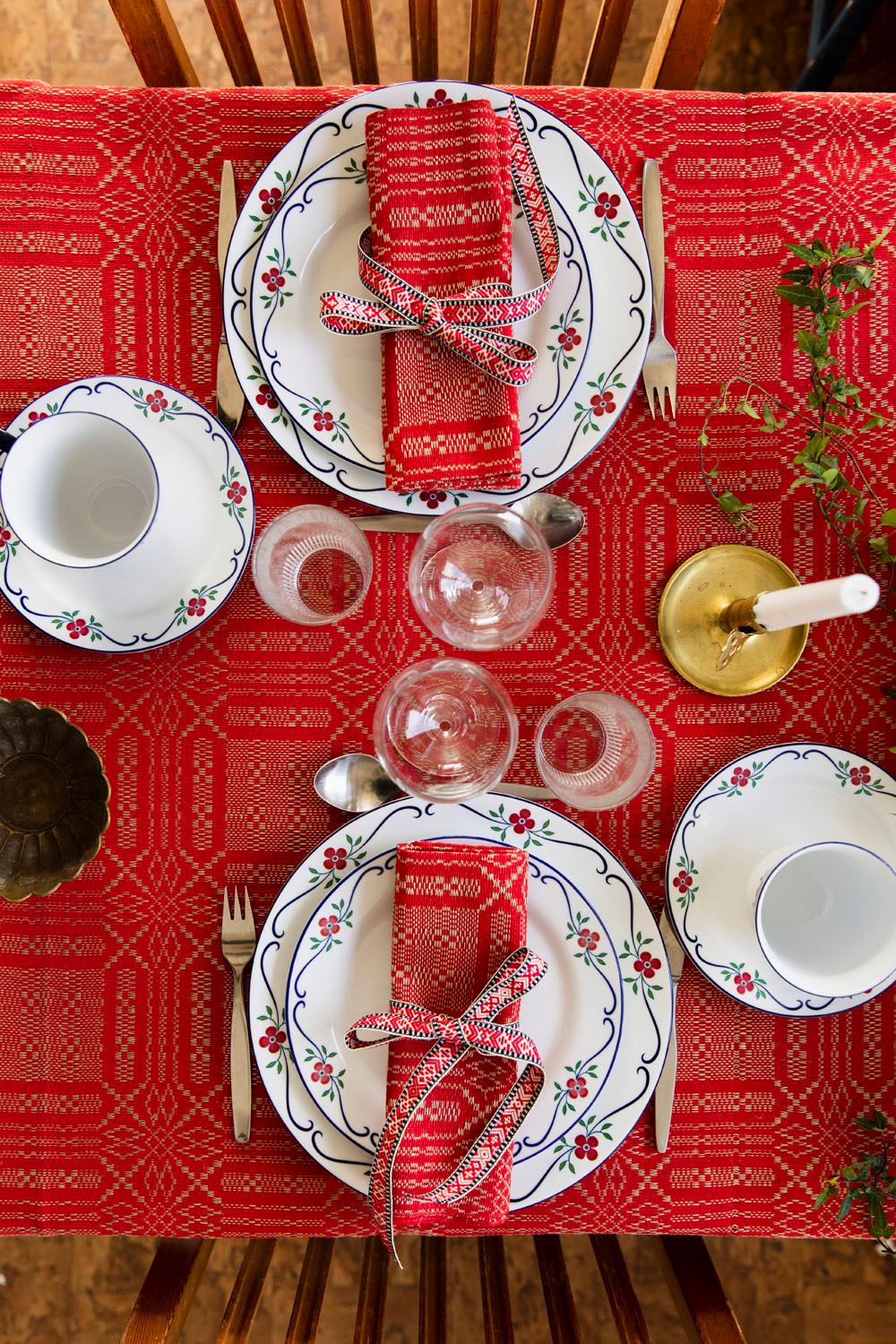Table Cloth, Norrlandskrus, red full & full blue