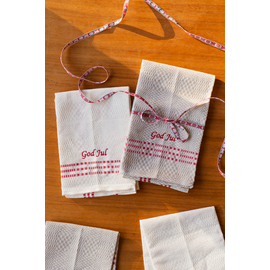 Tea Towel, Daladräll, White-red, embroidery GOD JUL
